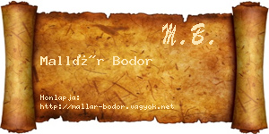 Mallár Bodor névjegykártya